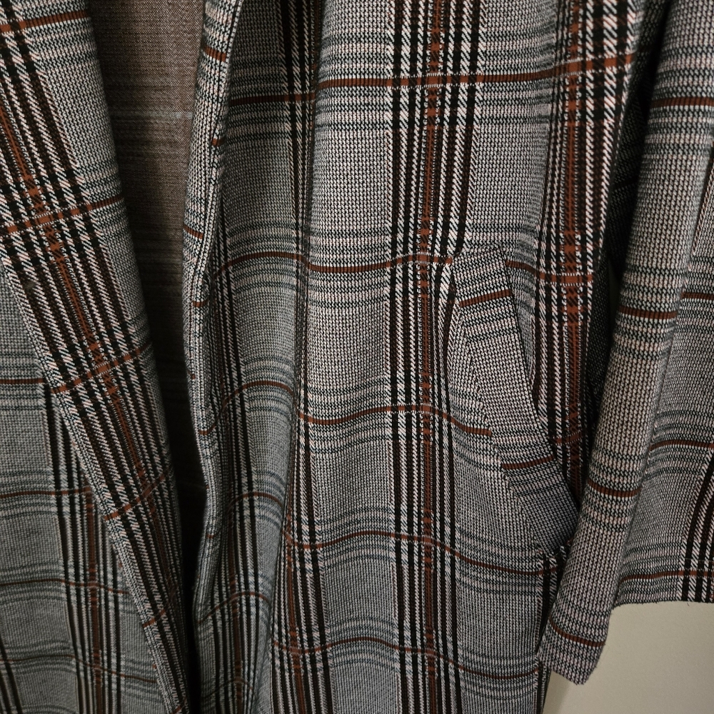 MELLODAY Women's 3x Gray Plaid Long Blazer - Picture 4 of 4
